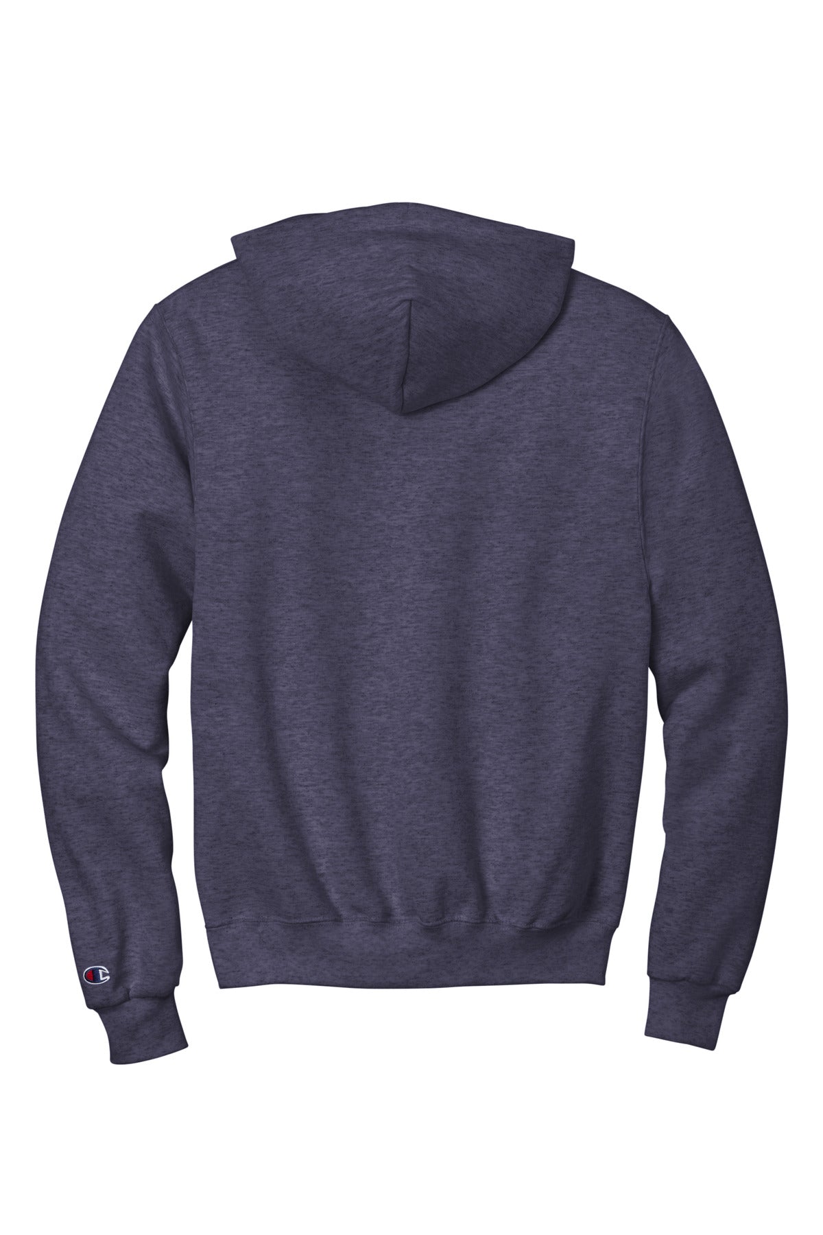 Rear View of NavyHthr Champion Powerblend Pullover Hoodie. S700