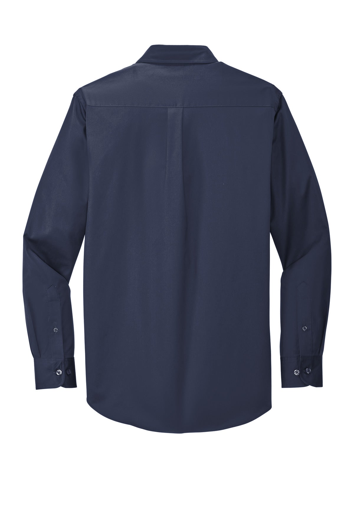 Rear View of Navy/Lt Stone Port Authority Extended Size Long Sleeve Easy Care Shirt S608ES