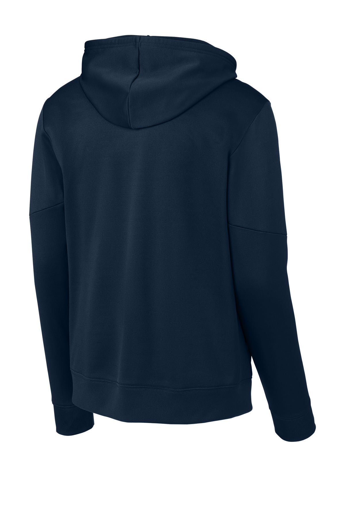 Rear View of Navy/White Sport-Tek Sport-Wick Fleece United Pullover Hoodie ST255