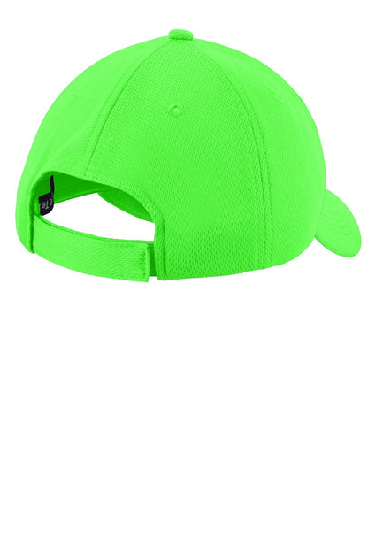 Rear View of Neon Green Sport-Tek PosiCharge RacerMesh Cap. STC26