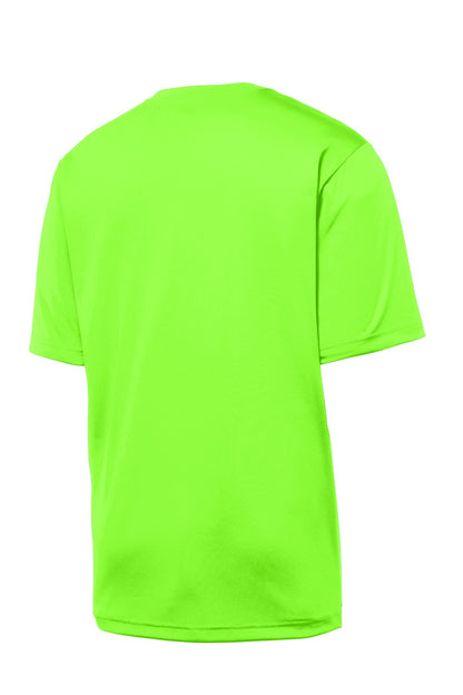 Rear View of Neon Green Sport-Tek PosiCharge Tough Tee . ST320