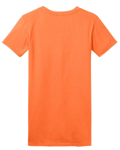 Rear View of Neon Orange District Women's Fitted The Concert Tee DT5001