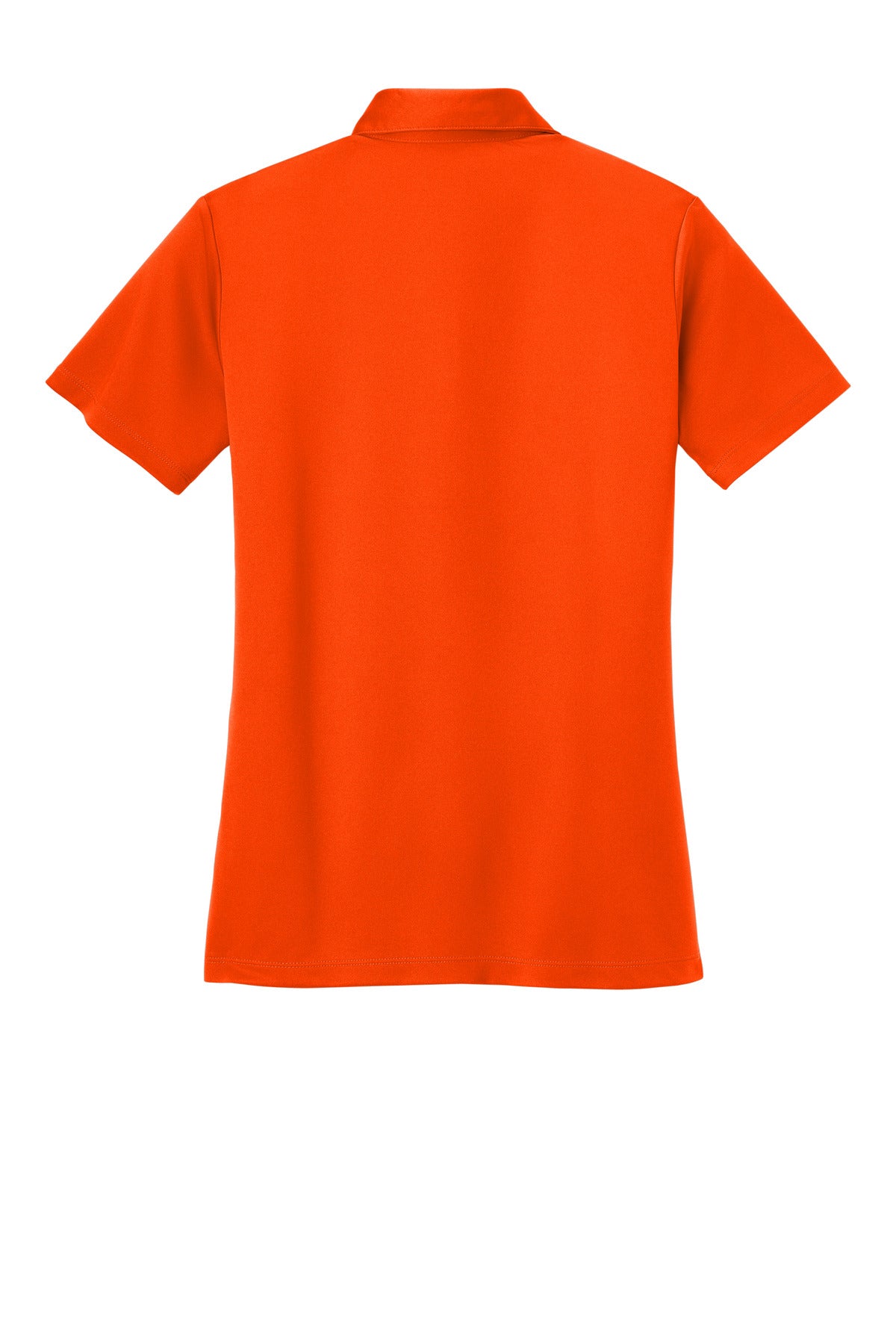 Rear View of Neon Orange Port Authority Women's Silk Touch Performance Polo. L540