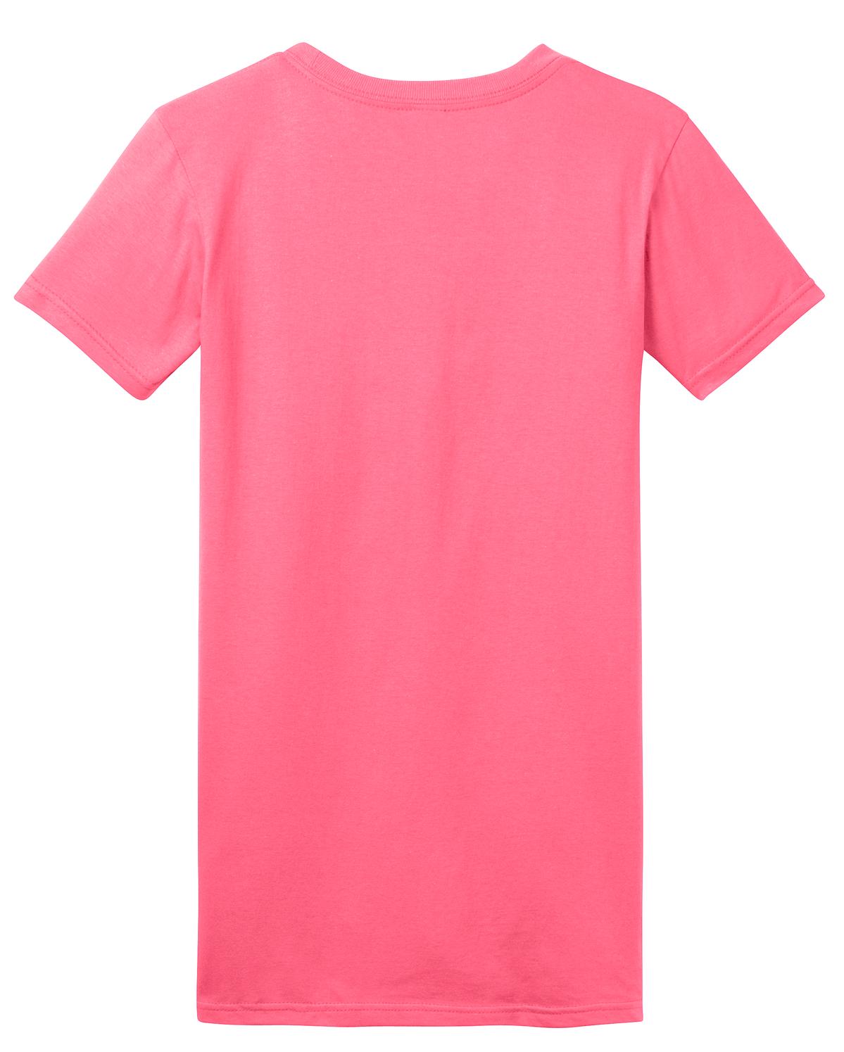 Rear View of Neon Pink District Women's Fitted The Concert Tee DT5001