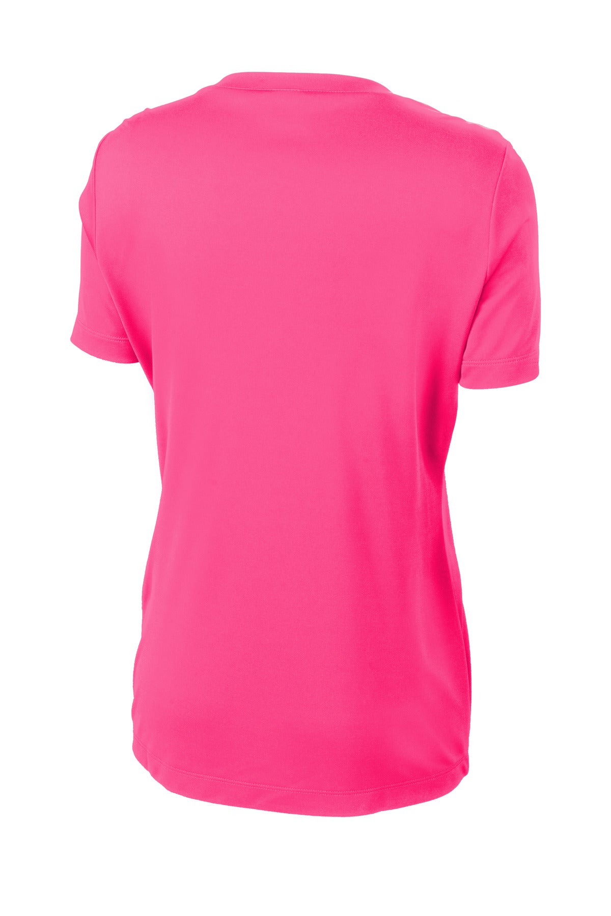 Rear View of Neon Pink Sport-Tek Women's PosiCharge Competitor Tee. LST350