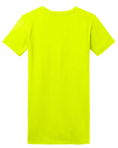Rear View of Neon Yellow District Women's Fitted The Concert Tee DT5001