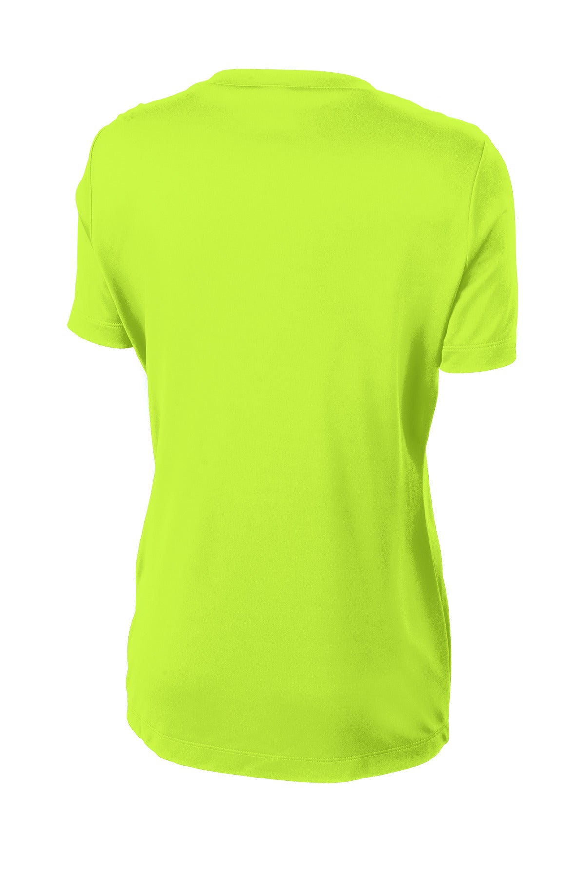 Rear View of Neon Yellow Sport-Tek Women's PosiCharge Competitor Tee. LST350