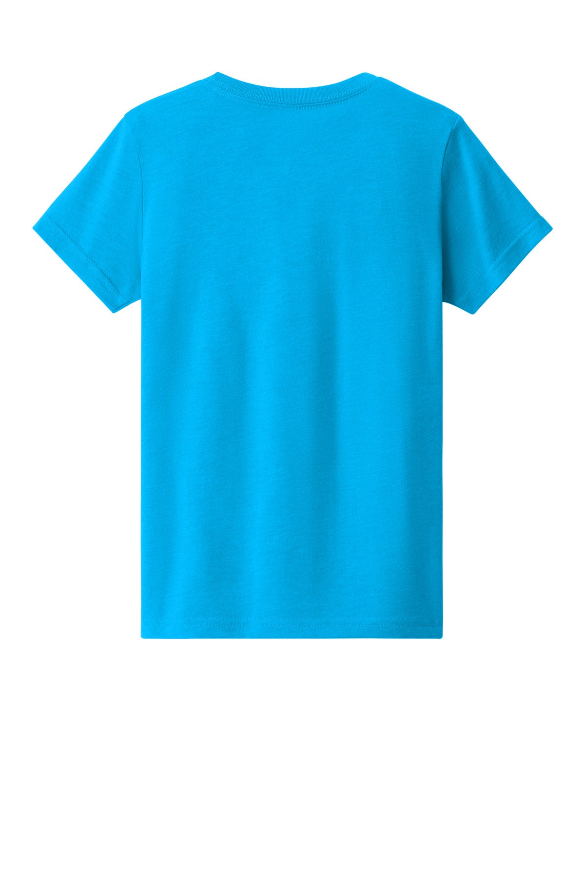 Rear View of NeonBlue BELLA+CANVAS Youth Heather CVC Tee BC3001YCVC