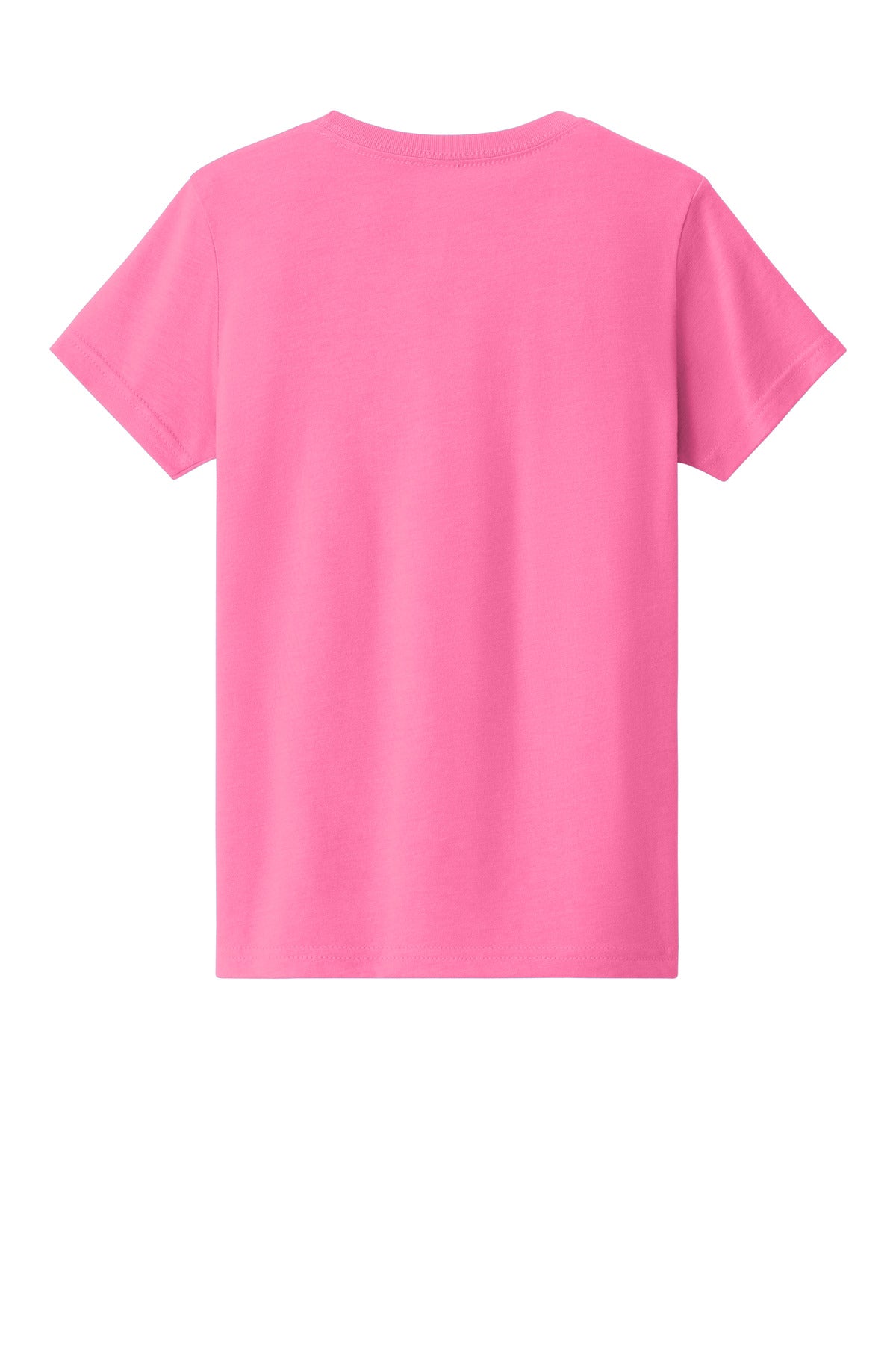 Rear View of NeonPink BELLA+CANVAS Youth Heather CVC Tee BC3001YCVC