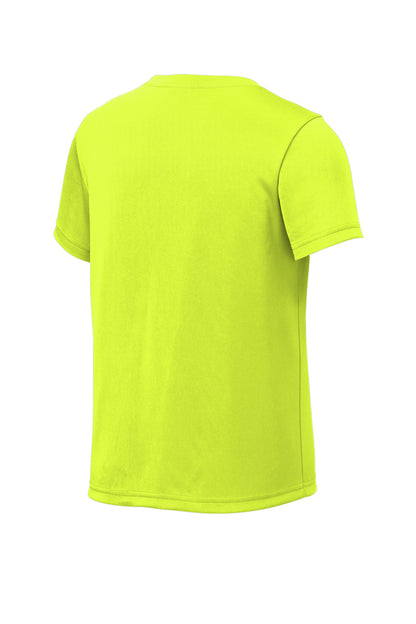 Rear View of NeonYellow Sport-Tek Youth PosiCharge Re-Compete Tee YST720