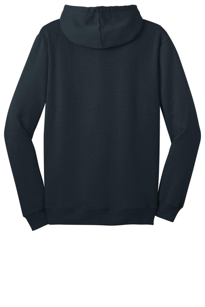 Rear View of New Navy District The Concert Fleece Full-Zip Hoodie. DT800