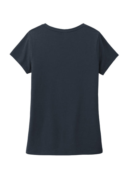 Rear View of New Navy District Women's Perfect Tri V-Neck Tee. DM1350L