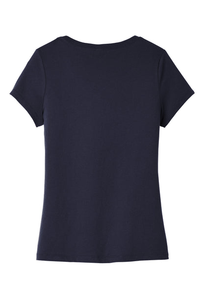 Rear View of New Navy District Women's Very Important Tee V-Neck. DT6503