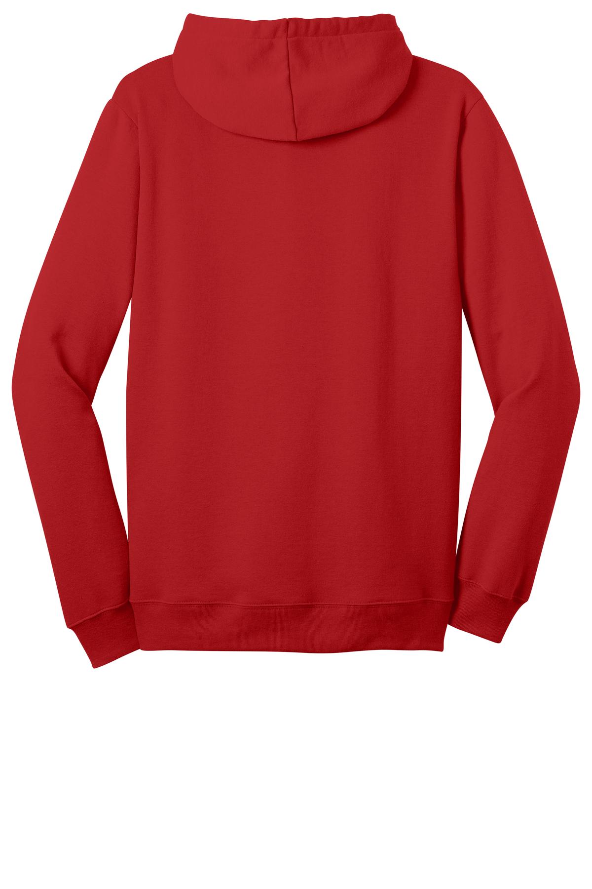 Rear View of New Red District The Concert Fleece Full-Zip Hoodie. DT800