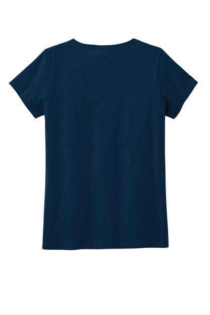 Rear View of NewNavy District Women's The Concert Tee V-Neck DT5002
