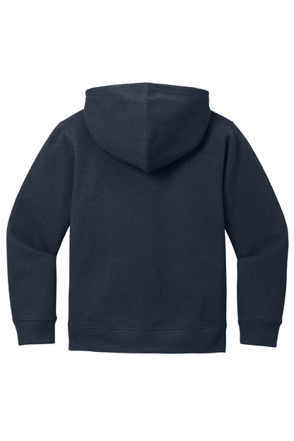Rear View of NewNavy District Youth V.I.T. Fleece Full-Zip Hoodie DT6102Y