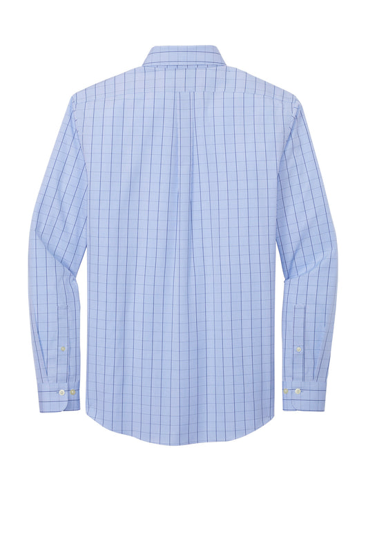 Rear View of NewportBlu Brooks Brothers Wrinkle-Free Stretch Patterned Shirt BB18008