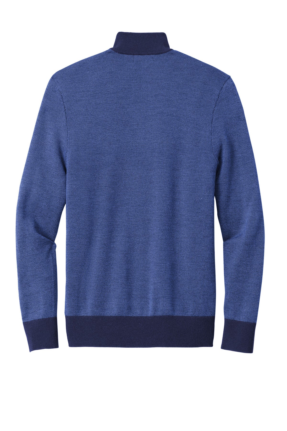 Rear View of Nv/CompssB Brooks Brothers Washable Merino Birdseye 1/4-Zip Sweater BB18412