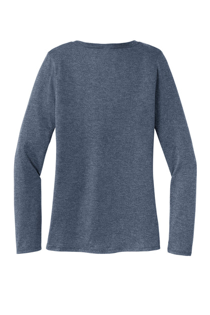 Rear View of NvyFrost District Women's Perfect Tri Long Sleeve V-Neck Tee DT135