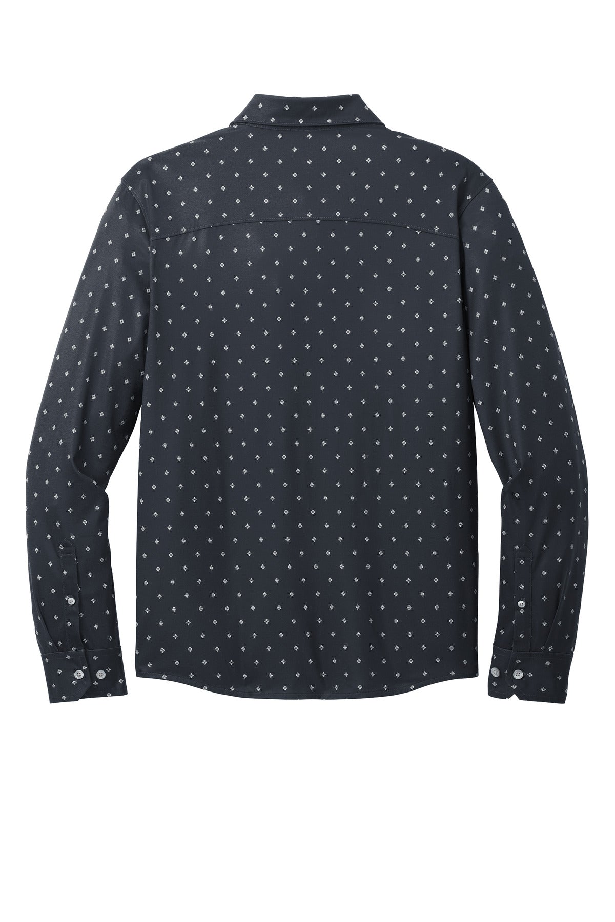 Rear View of NvyGeoDmnd Mercer+Mettle Stretch Jersey Long Sleeve Shirt MM1018