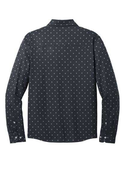 Rear View of NvyGeoDmnd Mercer+Mettle Stretch Jersey Long Sleeve Shirt MM1018