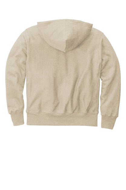 Rear View of OatHthr Champion Reverse Weave Hooded Sweatshirt S101
