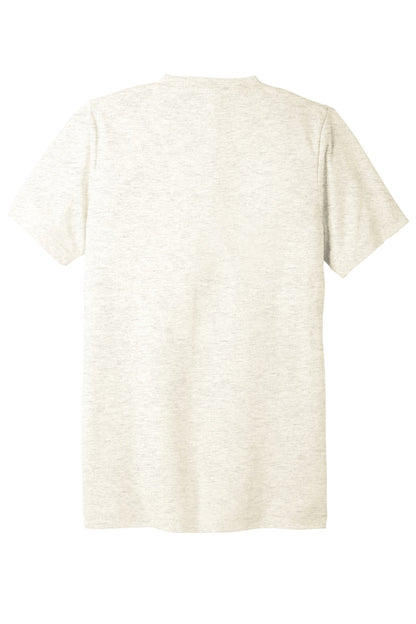Rear View of Oatmeal TB BELLA+CANVAS Unisex Triblend Short Sleeve V-Neck Te. BC3415