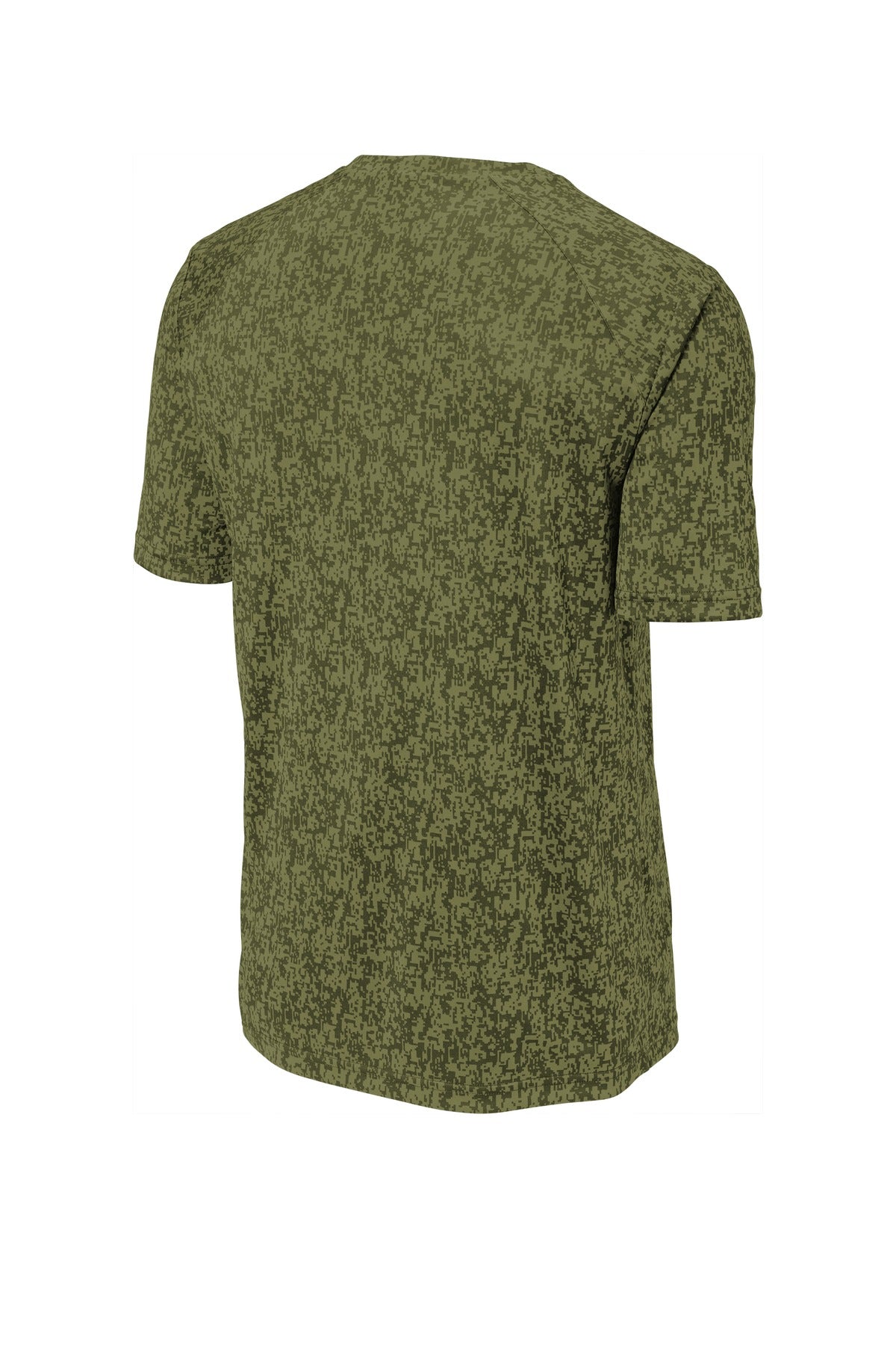 Rear View of Olive Drab Grn Sport-Tek Digi Camo Tee. ST460