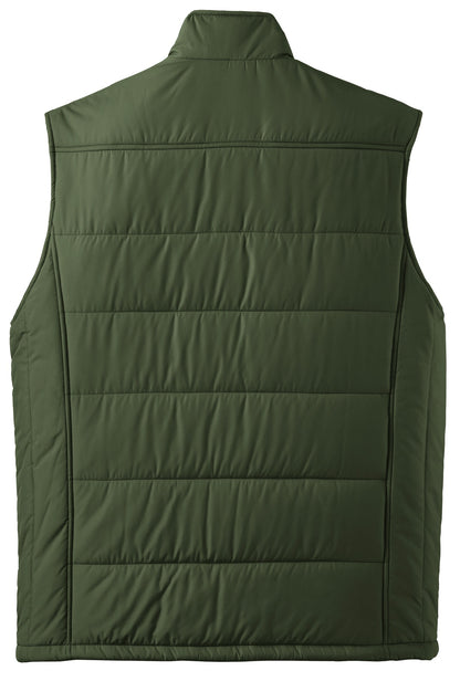 Rear View of Olive Port Authority Puffy Vest. J709