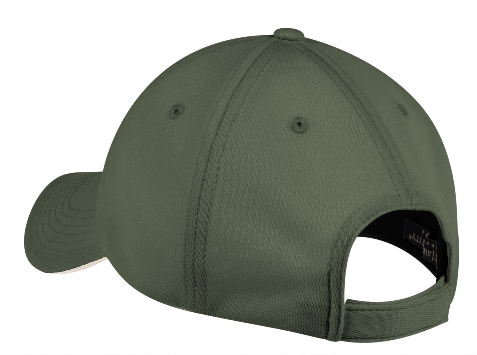Rear View of Olive/Stone Port Authority Dry Zone Cap. C838