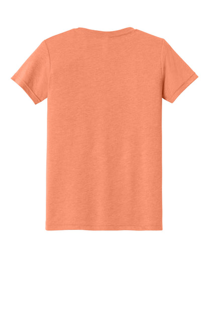 Rear View of OrangeTB BELLA+CANVAS Youth Triblend Short Sleeve Tee. BC3413Y