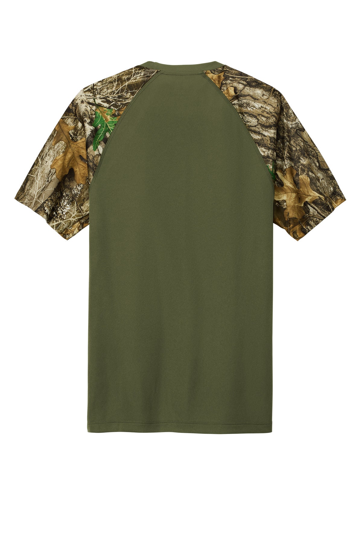Rear View of OvDbG/RTEd Russell Outdoors Realtree Colorblock Performance Tee RU151