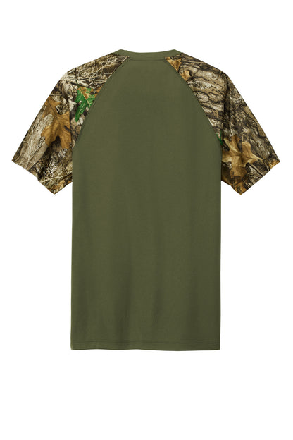 Rear View of OvDbG/RTEd Russell Outdoors Realtree Colorblock Performance Tee RU151