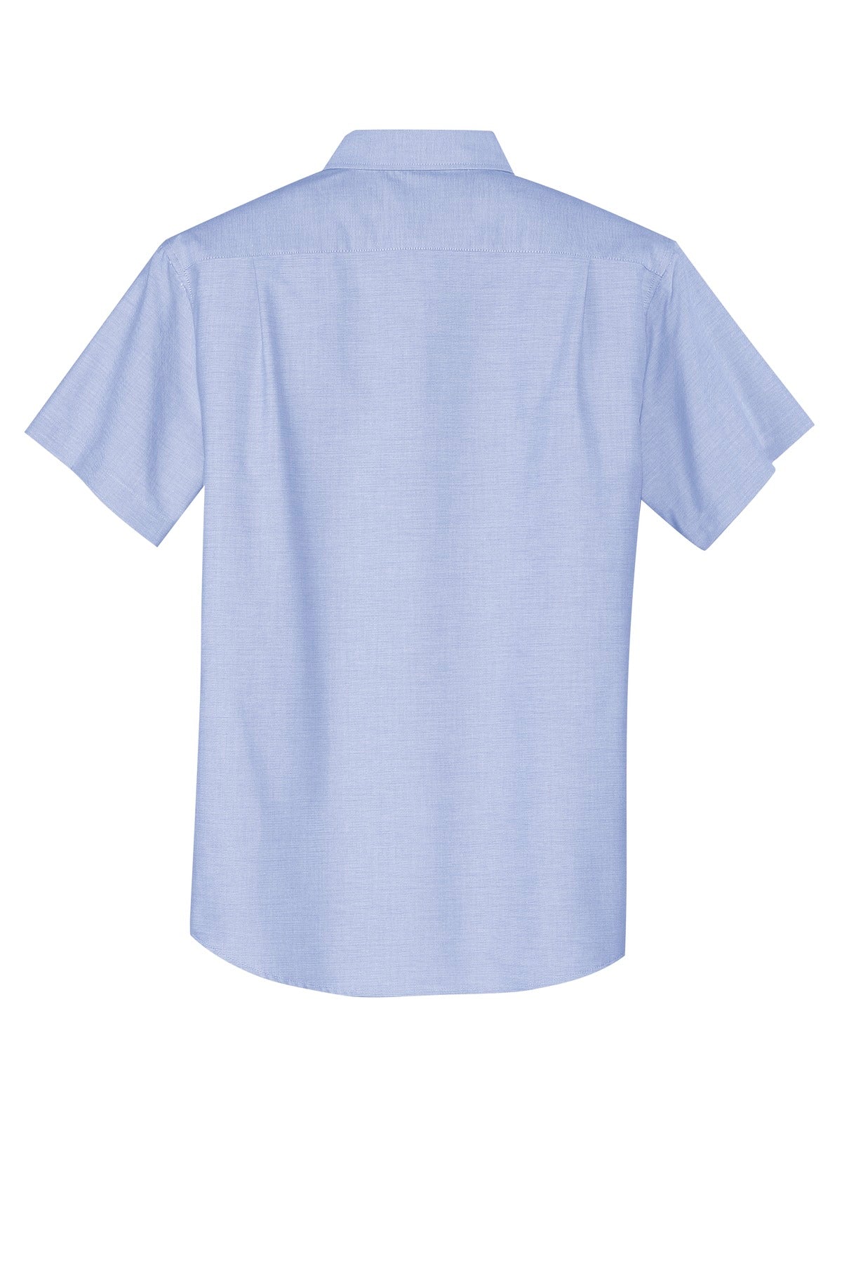 Rear View of Oxford Blue Port Authority Short Sleeve SuperPro Oxford Shirt. S659
