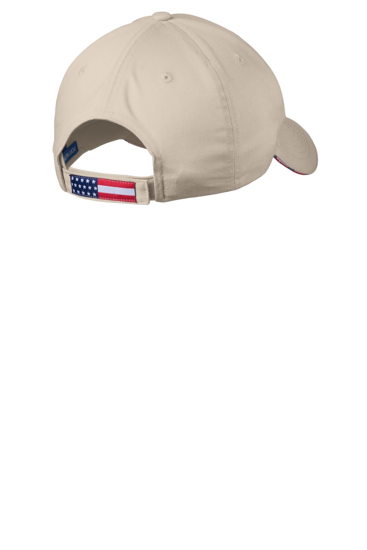 Rear View of Oyster Port Authority Americana Flag Sandwich Cap. C829