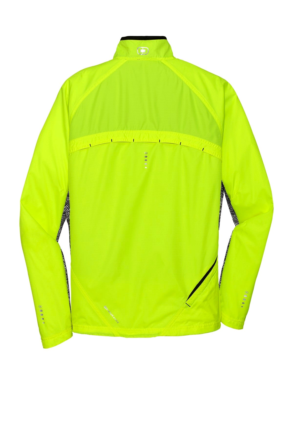 Rear View of Pace Yellow OGIO Trainer Jacket. OE710