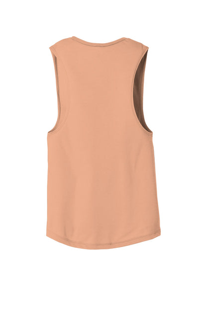 Rear View of Peach BELLA+CANVAS Women's Flowy Scoop Muscle Tank. BC8803