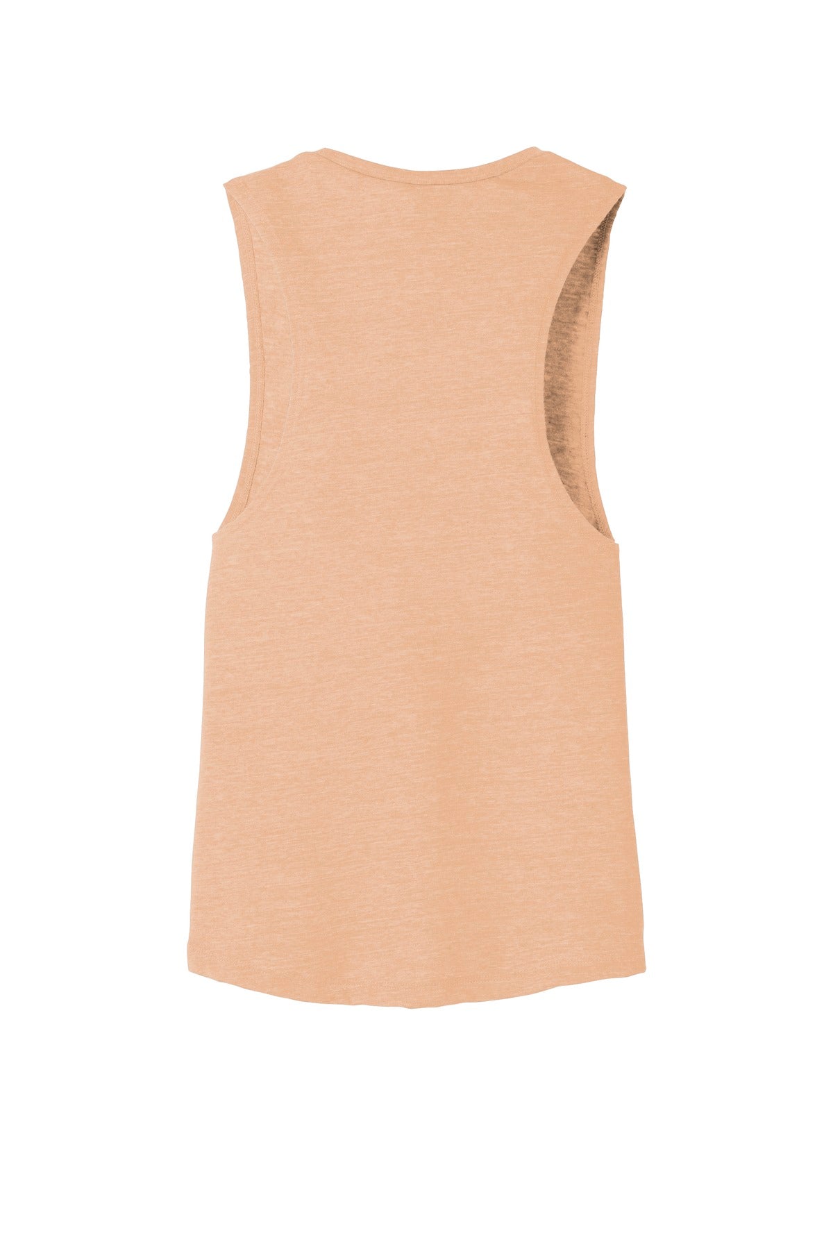 Rear View of Peach Slub BELLA+CANVAS Women's Flowy Scoop Muscle Tank. BC8803