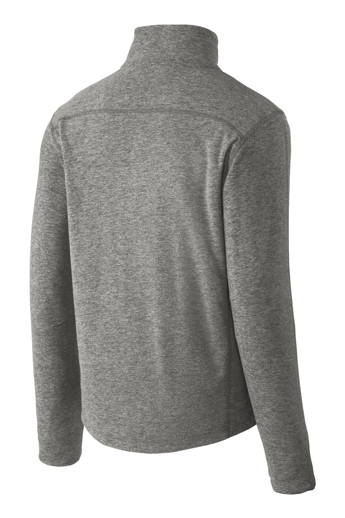 Rear View of Pearl Grey Hea Port Authority Heather Microfleece Full-Zip Jacket. F235
