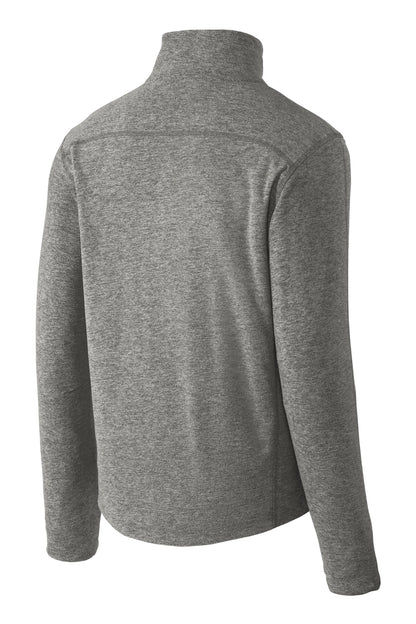 Rear View of Pearl Grey Hea Port Authority Heather Microfleece Full-Zip Jacket. F235