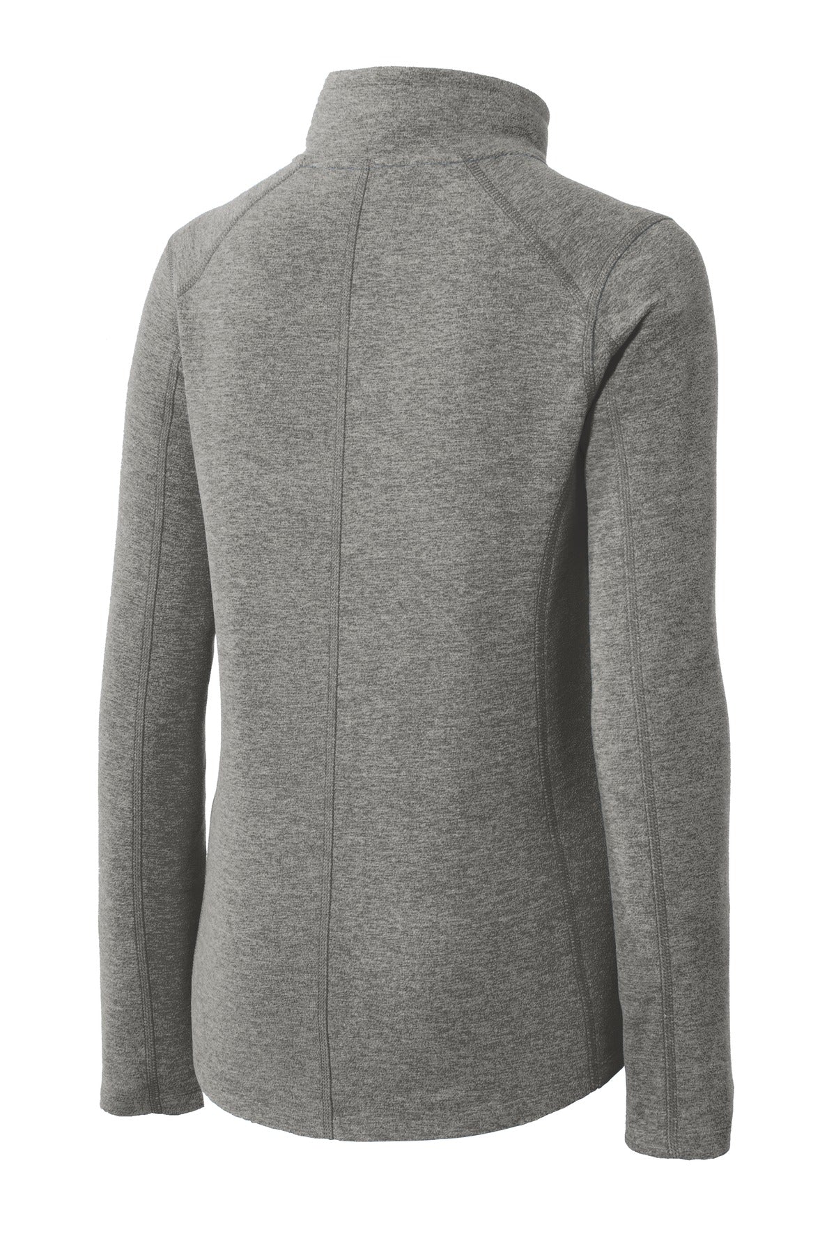 Rear View of Pearl Grey Hea Port Authority Women's Heather Microfleece Full-Zip Jacket. L235