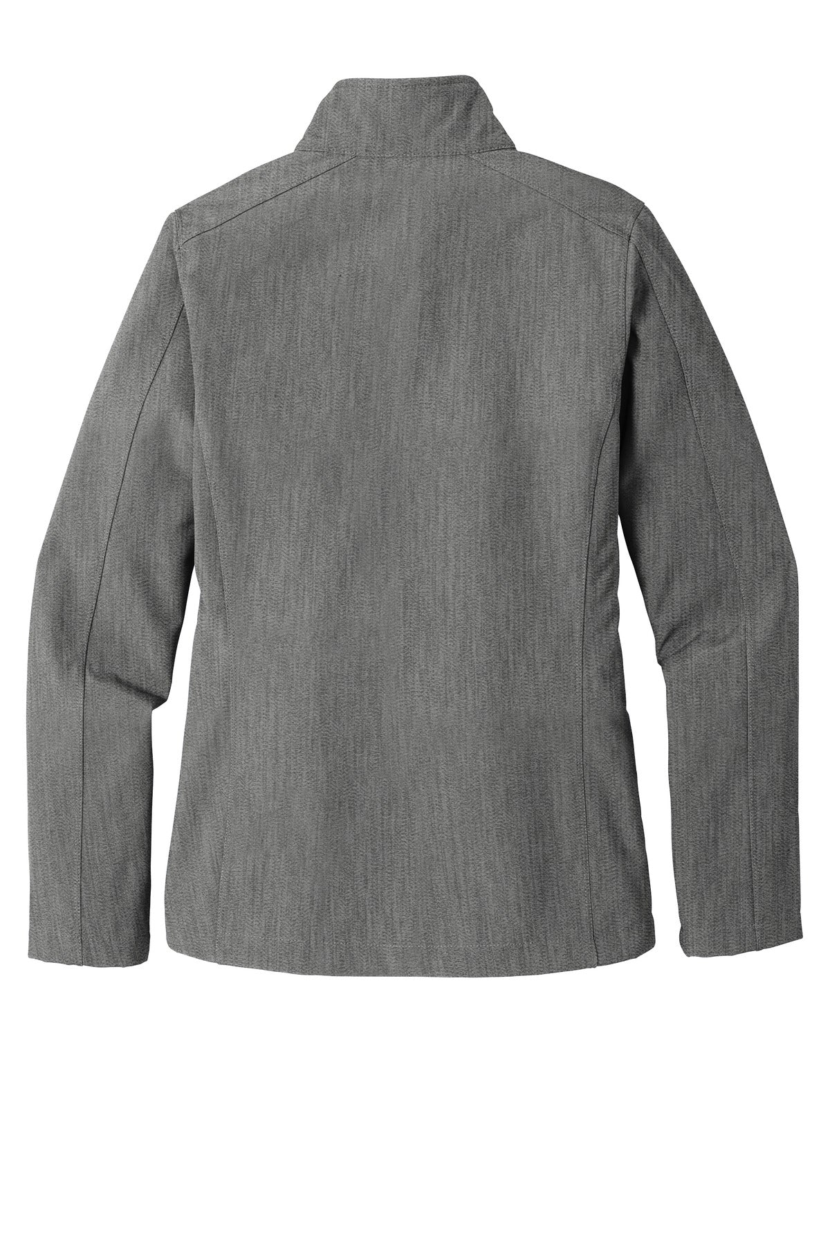Rear View of Pearl Grey Hth Port Authority Women's Core Soft Shell Jacket. L317