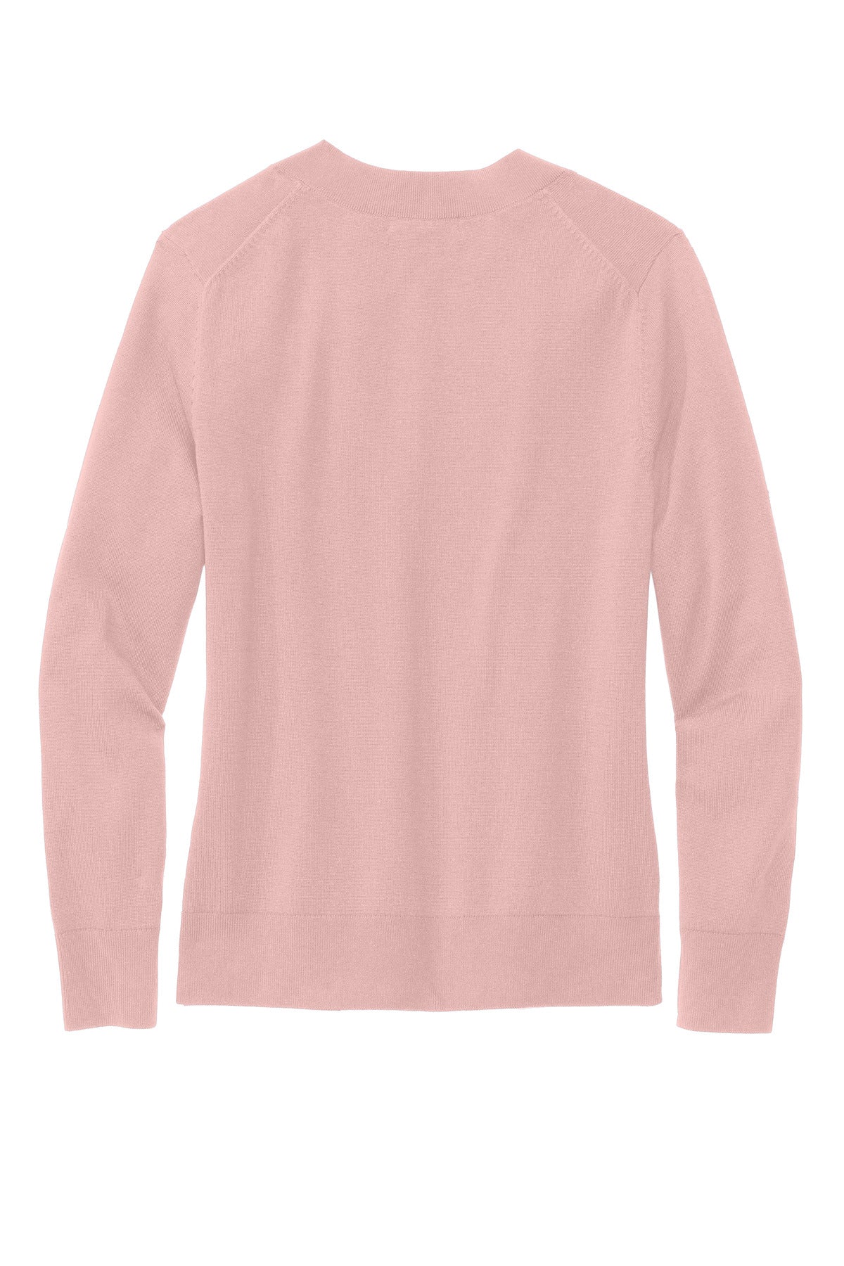 Rear View of PearlPink Brooks Brothers Women's Cotton Stretch V-Neck Sweater BB18401