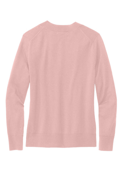 Rear View of PearlPink Brooks Brothers Women's Cotton Stretch V-Neck Sweater BB18401
