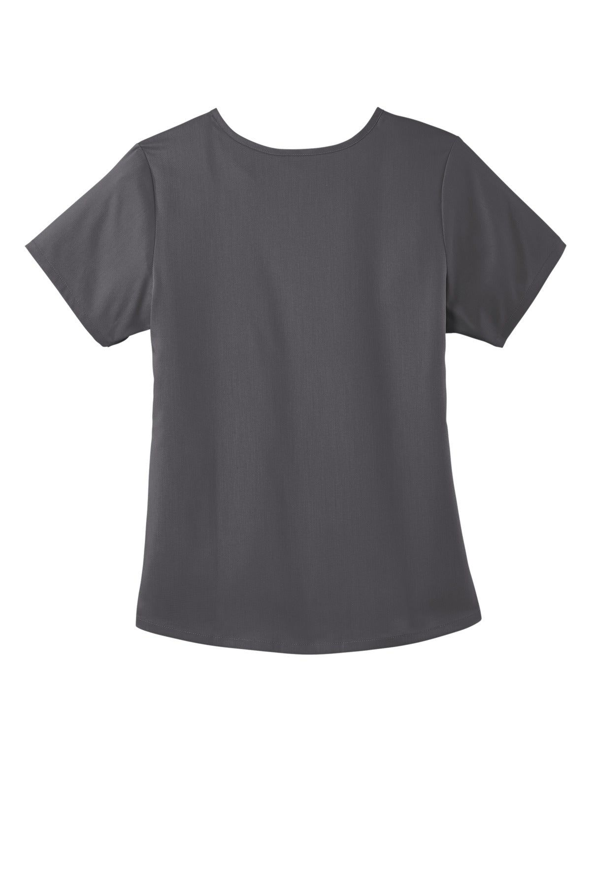 Rear View of Pewter Wink Women's Premiere Flex Mock Wrap Top WW4268