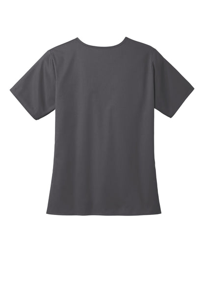 Rear View of Pewter Wink Women's WorkFlex V-Neck Top WW4560