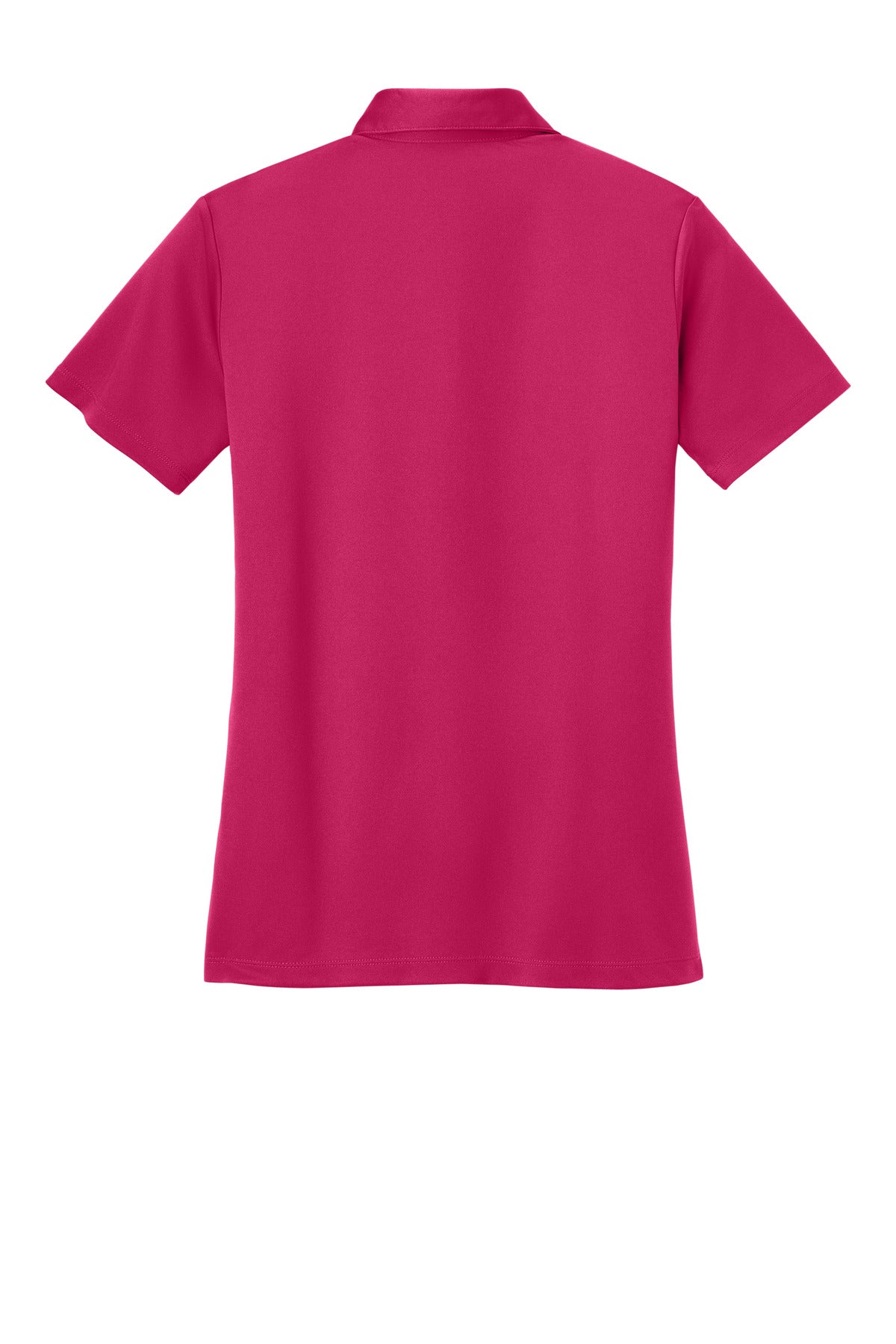 Rear View of Pink Raspberry Port Authority Women's Silk Touch Performance Polo. L540