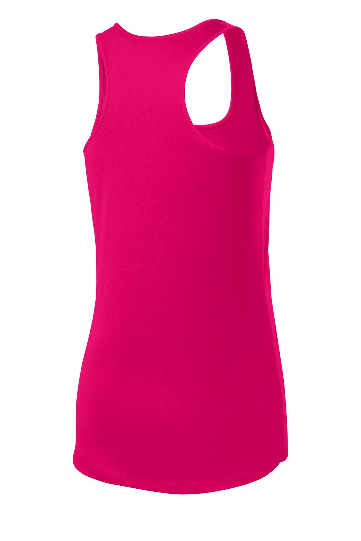 Rear View of Pink Raspberry Sport-Tek Women's PosiCharge Competitor Racerback Tank. LST356
