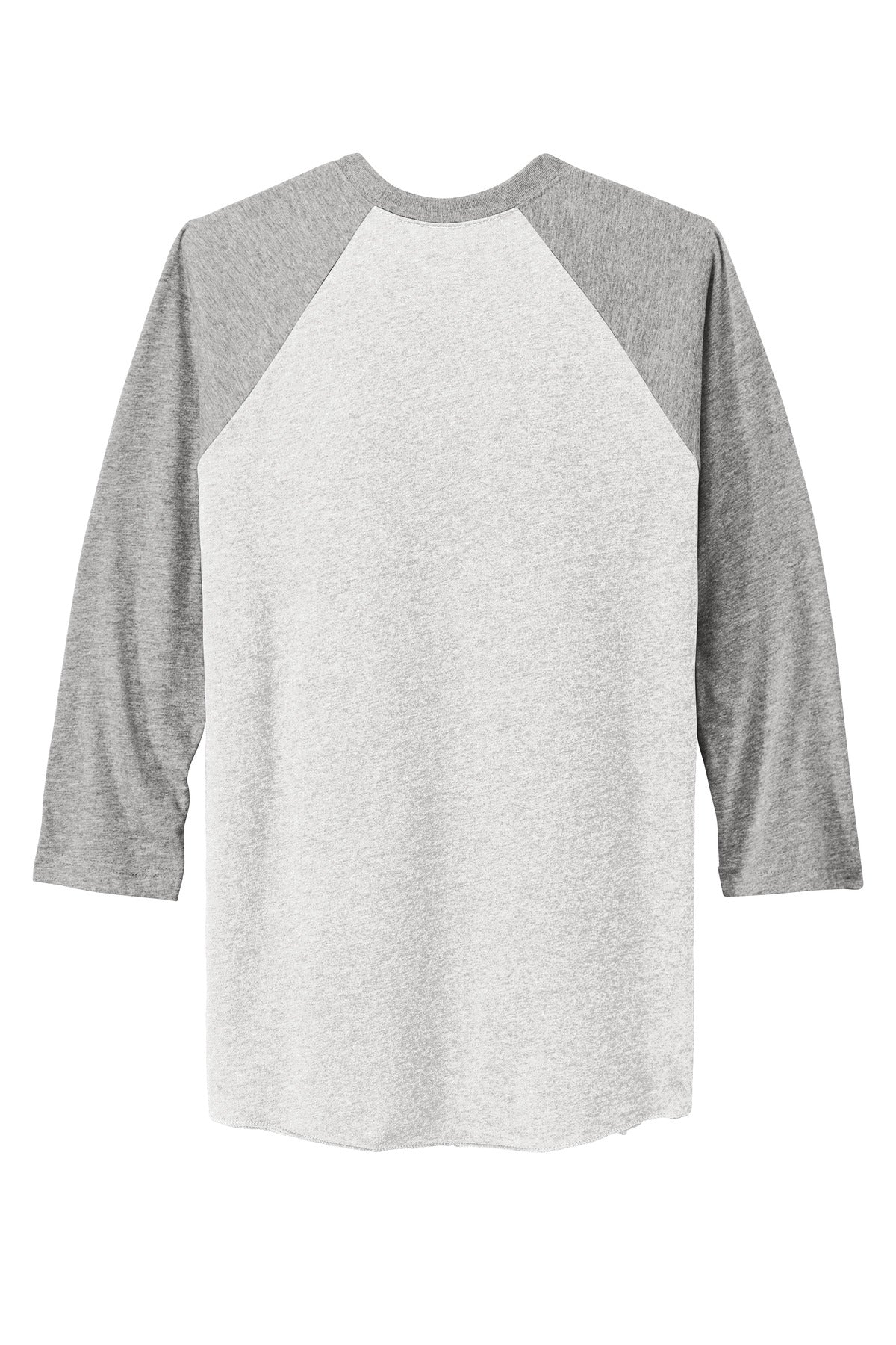 Rear View of PrmHt/HtWt Next Level Apparel Adult Tri-Blend 3/4-Sleeve Raglan Tee. NL6051