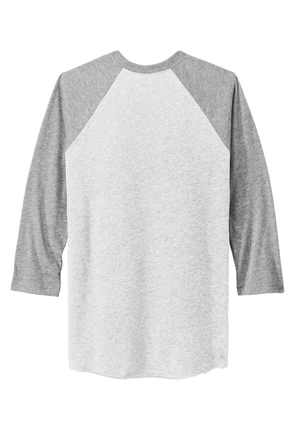 Rear View of PrmHt/HtWt Next Level Apparel Adult Tri-Blend 3/4-Sleeve Raglan Tee. NL6051